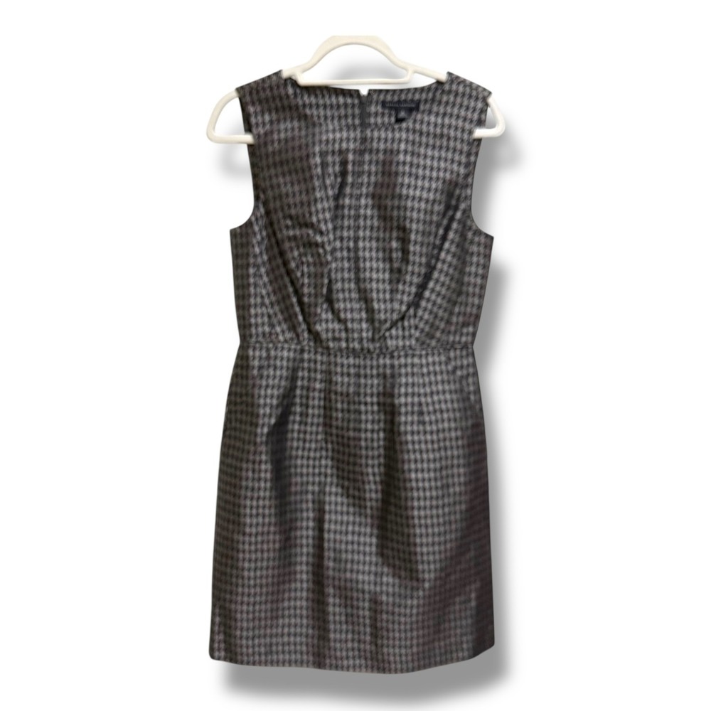 Banana Republic Silk Cotton Houndstooth Dress Womens 8 Black Gray Career NEW‎ - Picture 2 of 6